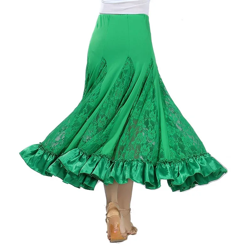 

Girl Ballroom Dance Costume Performance Skirt Long Modern Competition Skirt Standard Waltz Tango Dancer Dress Salsa 85CM 5 Color