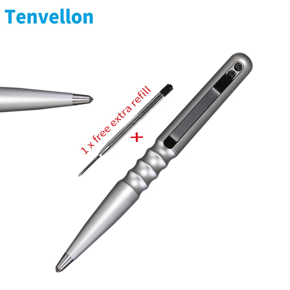 

Tenvellon Self Defense Supplies Tactical Pen Simple Package Silver Color Tungsten Steel Personal Security Protection Defense EDC
