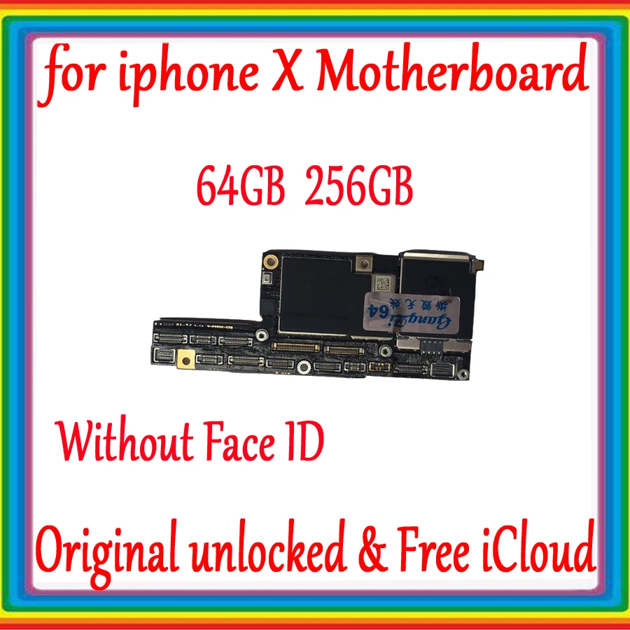 

For iPhone X Motherboard Without Face ID With Full Chips,Origina Unlocked For iPhone X Logic board With IOS System No Face ID