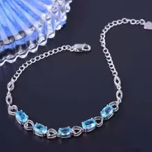 Природный Голубой топаз браслет с драгоценными камнями натуральный драгоценный камень романтический элегантный круглый браслет в форме сердца 925 серебряный браслет для девочки прекрасный подарок