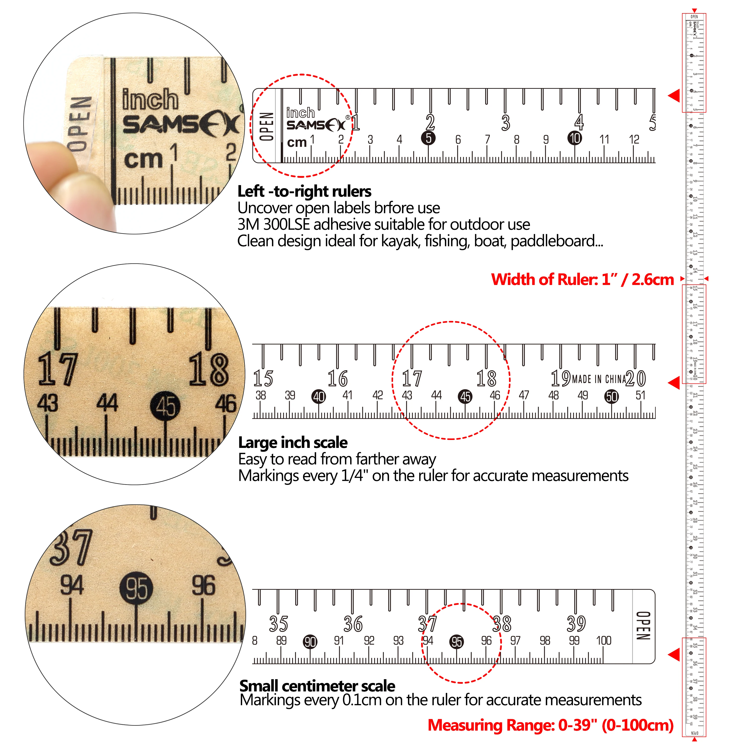 adhesive fish measuring tape