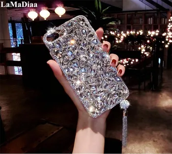 

LaMaDiaa Luxury Bling 3D Jewelled Diamond Soft Back Pendant Phone Case Cover For Samsung S7 S8 S9 S10 S20 Plus Note 8 9 10 Shell