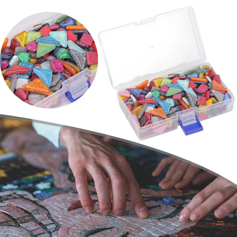 

200/500g Mixed Color Glass Mosaic Tiles Glitter Shiny Craft Material Glass Mosaic Tiles Bulk for Mosaic Making
