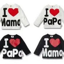 Распродажа хлопковых футболок с надписью «I love papa mama»(«Я люблю папу маму») детская одежда для девочек и мальчиков весенняя футболка 20 шт./партия