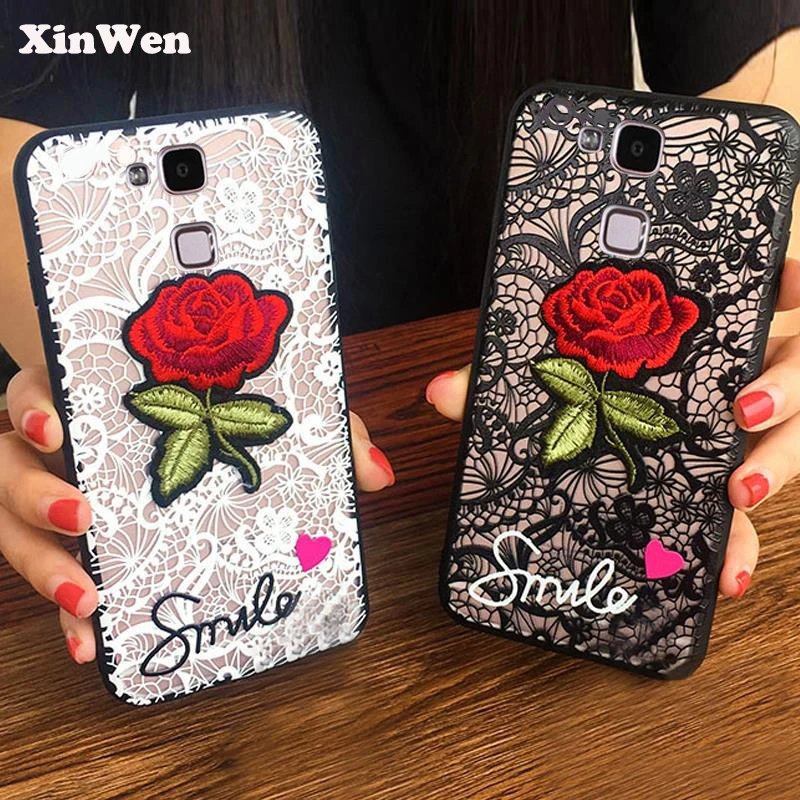 

XinWen luxury original 3d cute Fashion Rose Flower hard PC Phone cover coque case For HuaWei Mate 7 Mate7 Sexy Woman Lace Back