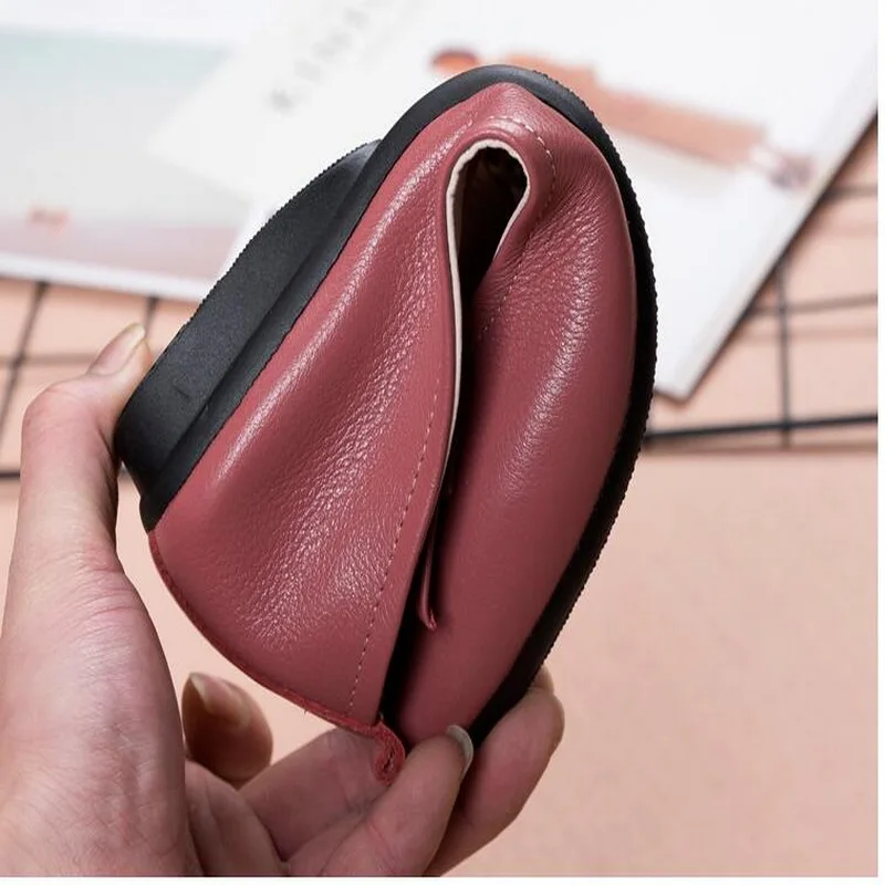 2019 frühjahr neue einfache Echtes Leder flache schuhe komfortable nicht-slip frauen Einzigen schuhe Mode spitz Hochzeit Party dres