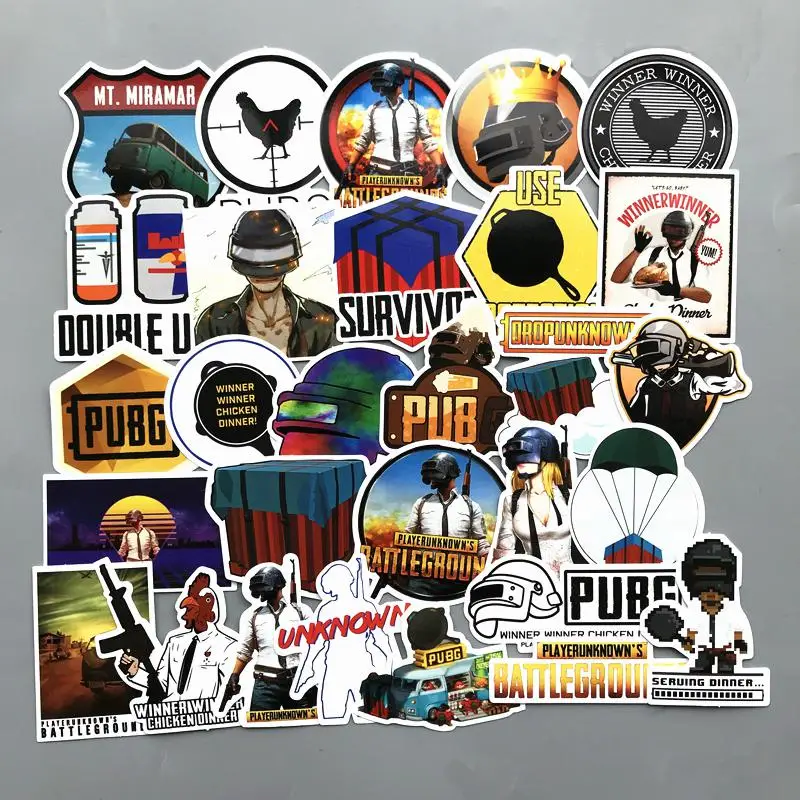 

29pcs Player unknown's Battle grounds Game PUBG Stickers bomb skateboard suitcase decal laptop sticker pack