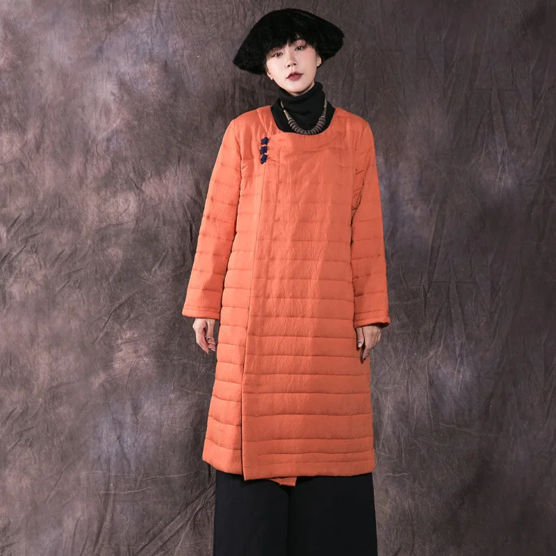 

Johnature Women Vintage Trench Solid Color Coats 2019 Autumn Winter New Plus Cotton Warm Women Cloths Button Cotton Linen Trench