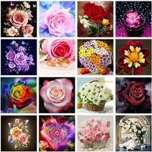 5D DIY Алмазная картина цветок Роза вышивка крестиком алмаз 21 Настенная Наклейка Ваза картина подходит для украшения дома
