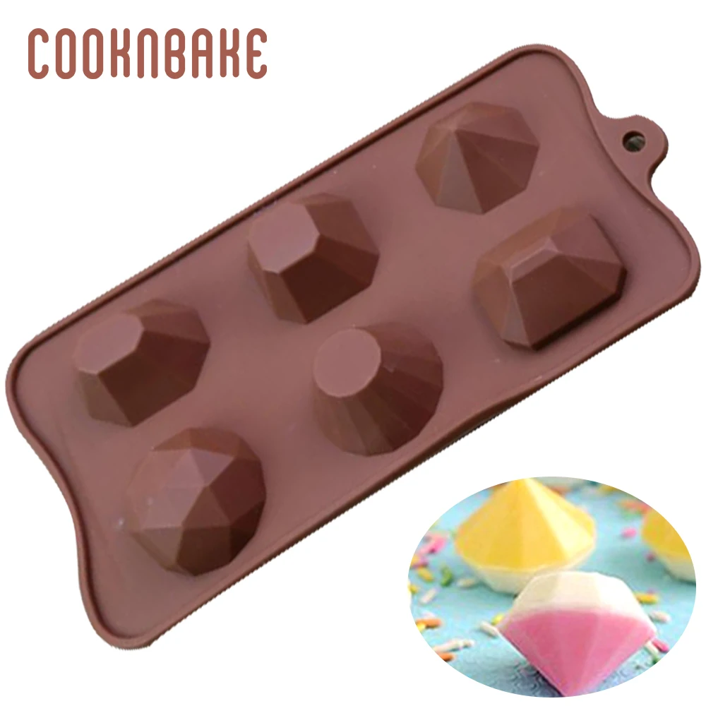 

COOKNBAKE Silicone Mold for Chocolate Ice Cube Diamond Shape jello biscuit soap Fondant Mould diy Cake Decorating Tool 6 hole