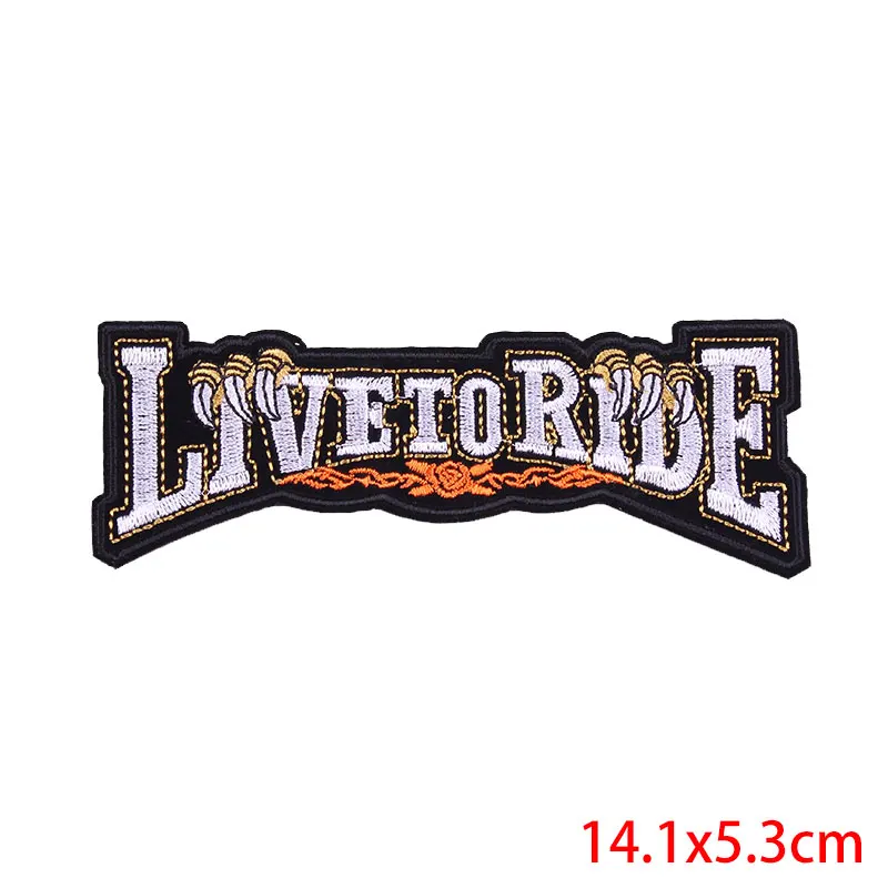 Prajna Live To Ride Patch Motorcycle Letter Hippie Patches Iron On Embroidered Patches For Clothes Stripes Stickers DIY Applique - Цвет: Антикварное серебро