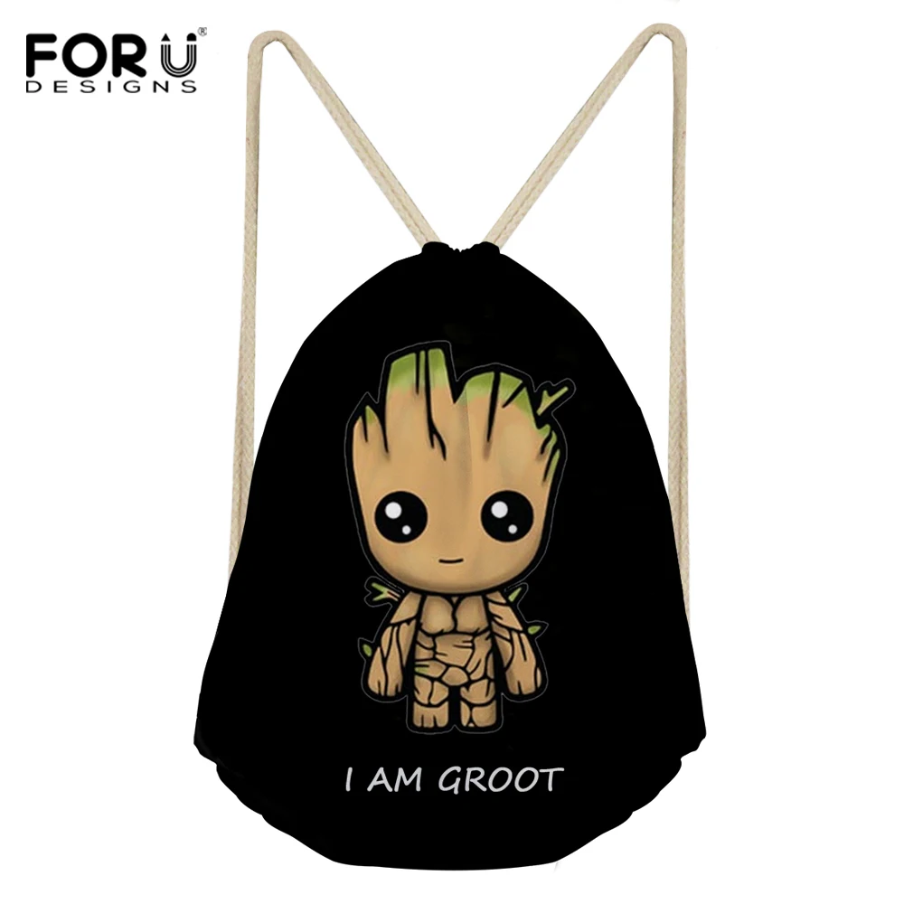 

FORUDESIGNS Kids I am Groot Printed Drawstring Bag Custom Women Fashion Drawstring Backpack Shopping String Bag Feminina Mochila