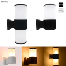 DONWEI вверх вниз с двумя головками E27 светодиодный настенный светильник для крыльца Открытый водонепроницаемый цилиндрический алюминиевый настенный светильник для двора коридора забор