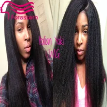 Brazilian Virgin Hair Italian Yaki Full Lace Human Hair Wigs For Black Women Kinky Straight  Lace Front Wig With Baby Hair
