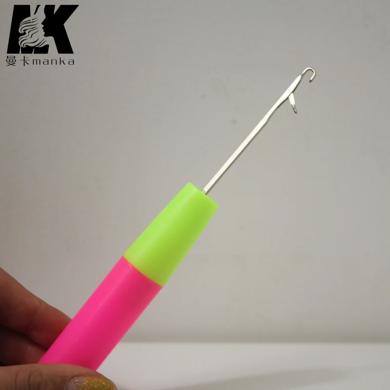 1pcs/lot Plastic crochet braid needle Feather Hair Extension Tools Wig Hook Needle Threader Knitting hair crochet needles 20 inch faux locs curly crochet hair 24 roots crochet braids synthetic braiding hair 3 colors