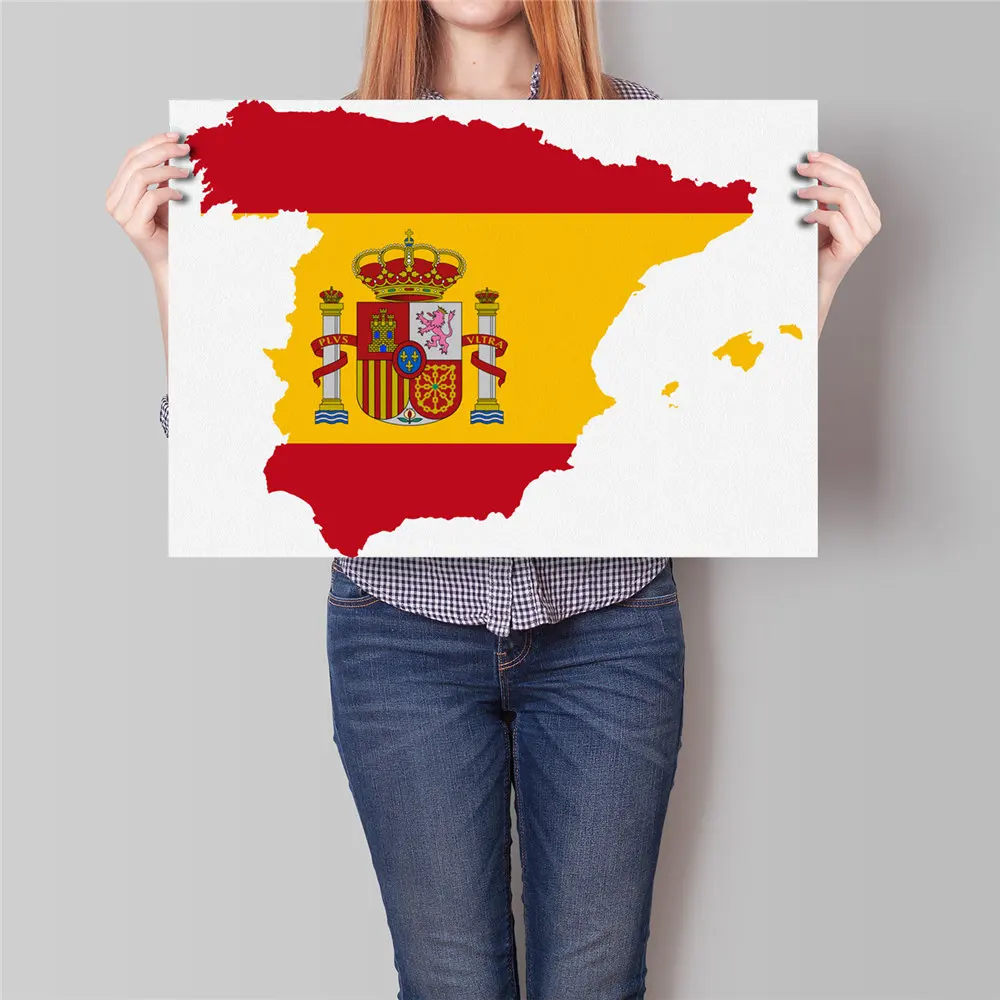 

Free ship Spain country Flag world map Paper Poster vintage Movie Print Posters wall sticker home decor Nostalgia 42x30cm
