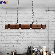 IWHD американский стиль Деревянный винтажный подвесной светильник, светильники, Железный Ретро Лофт промышленный подвесной светильник, светодиодный подвесной светильник для гостиной