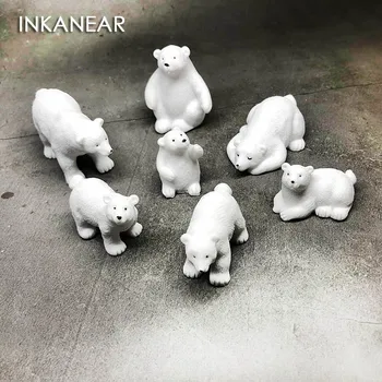 

Simulation Animal Model Miniatures Polar Bear White Lovely Bear Resin Car Decor Terrarium Figurines Fairy Garden toys hobbies