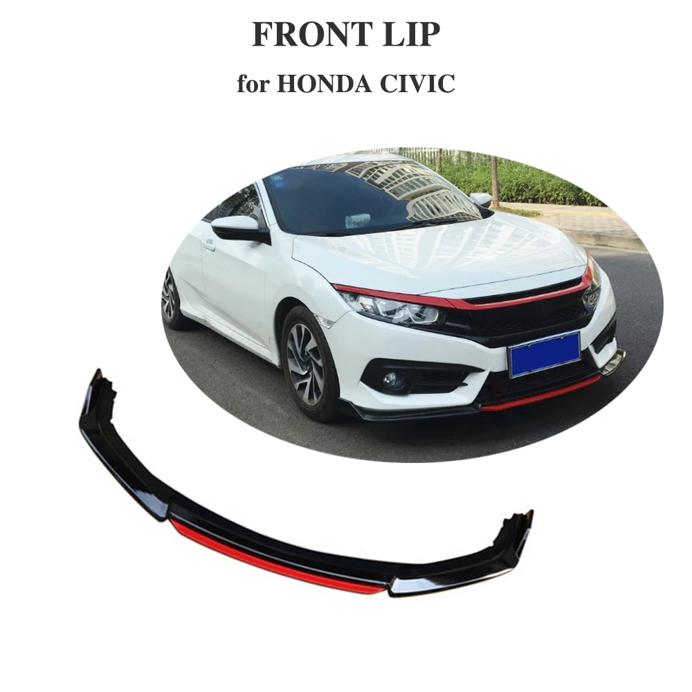 Передний спойлер для губ бампер передний спойлер для Honda Для Civic 10th- PP углеродного волокна вид/глянцевый черный окрашенные