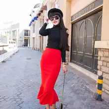 Лето индивидуальные плюс Размеры Длинные Юбка «рыбий хвост» Высокая Талия красная юбка-карандаш Saia Лонга femininas карандаш русалка юбка макси