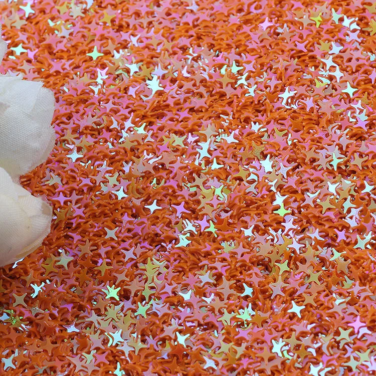 Блестки Крест Звезда блестки 4 мм Doji форма ПВХ блесток дизайн ногтей свадебные конфетти украшения для детей DIY Lentejuelas для рукоделия - Цвет: ab orange
