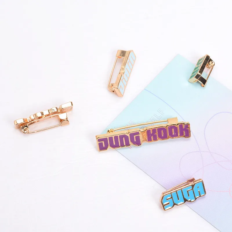 

Kpop Bangtan Boys JIMIN JUNGKOOK V J HOPE SUGA Same Alloy Brooch Coat Hat Bag Decorations Size 1.5-4CM Korean Cloth Accessories
