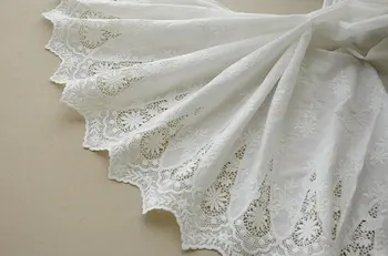 

off white lace fabric, cotton lace fabric with floral border 5yards