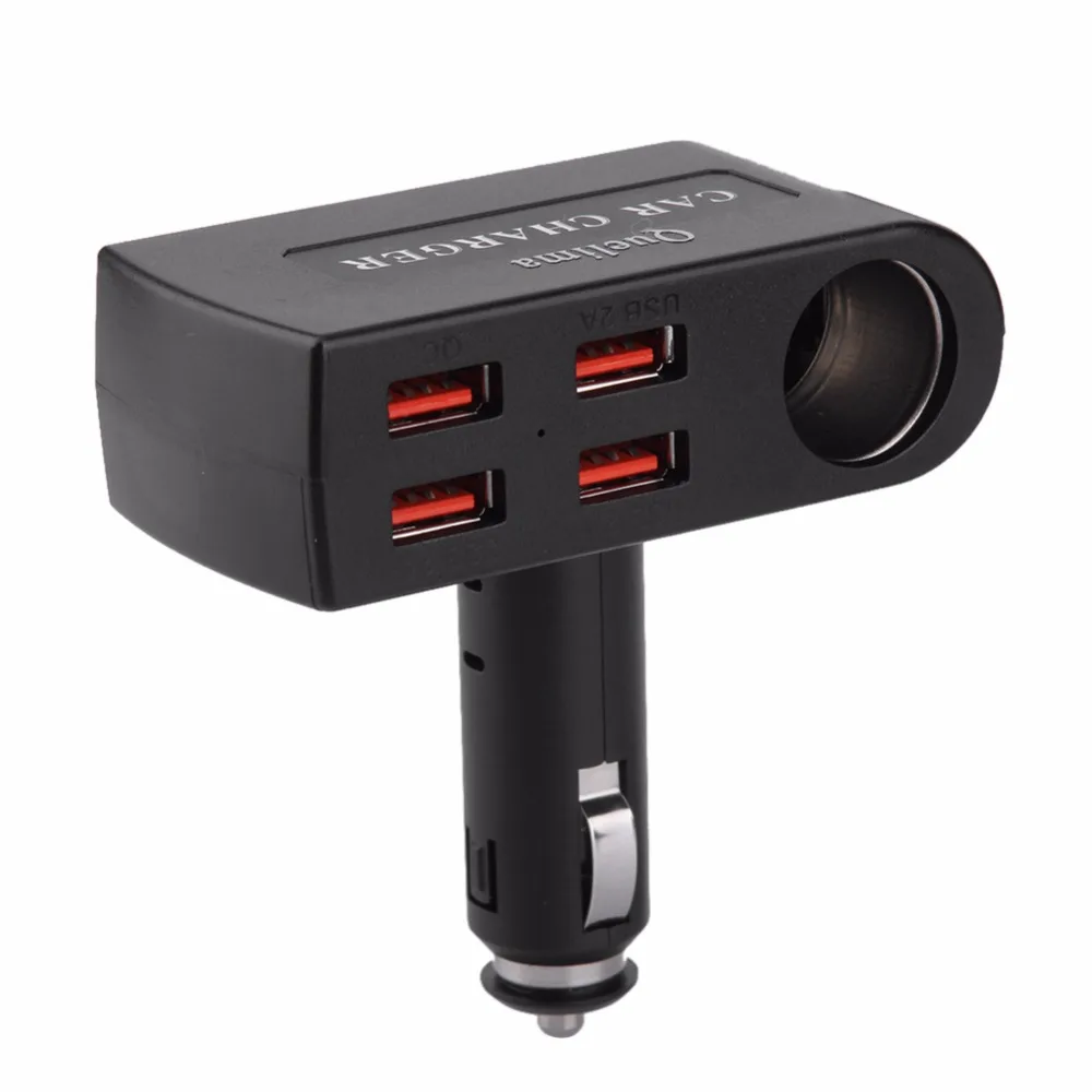 

Quelima QC 3.0 4 USB Car Charger+ Cigarette Lighter Socket Splitter Adapter Car Cigarette Lighter Extender Splitter