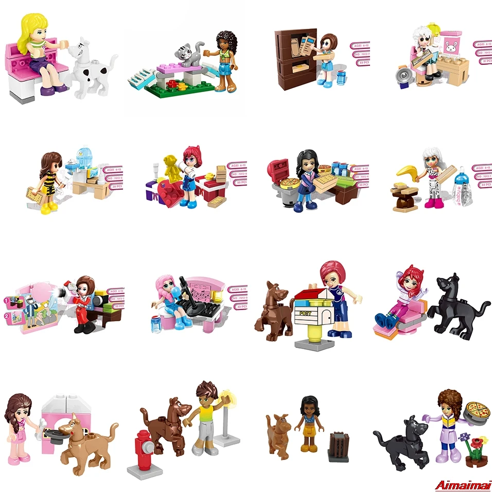 

Blocks Legoing Friends Girls Princess Series Houses Animals Emma/Mia Cat Play Pet House Building Block Bricks Toys Girl Figurine