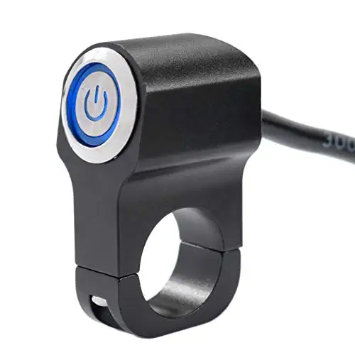 

12v 10A Motorcycle CNC aluminium alloy Push Button Toggle Switches 1" 25mm Handlebar headlight Switch with indicator light-Blue