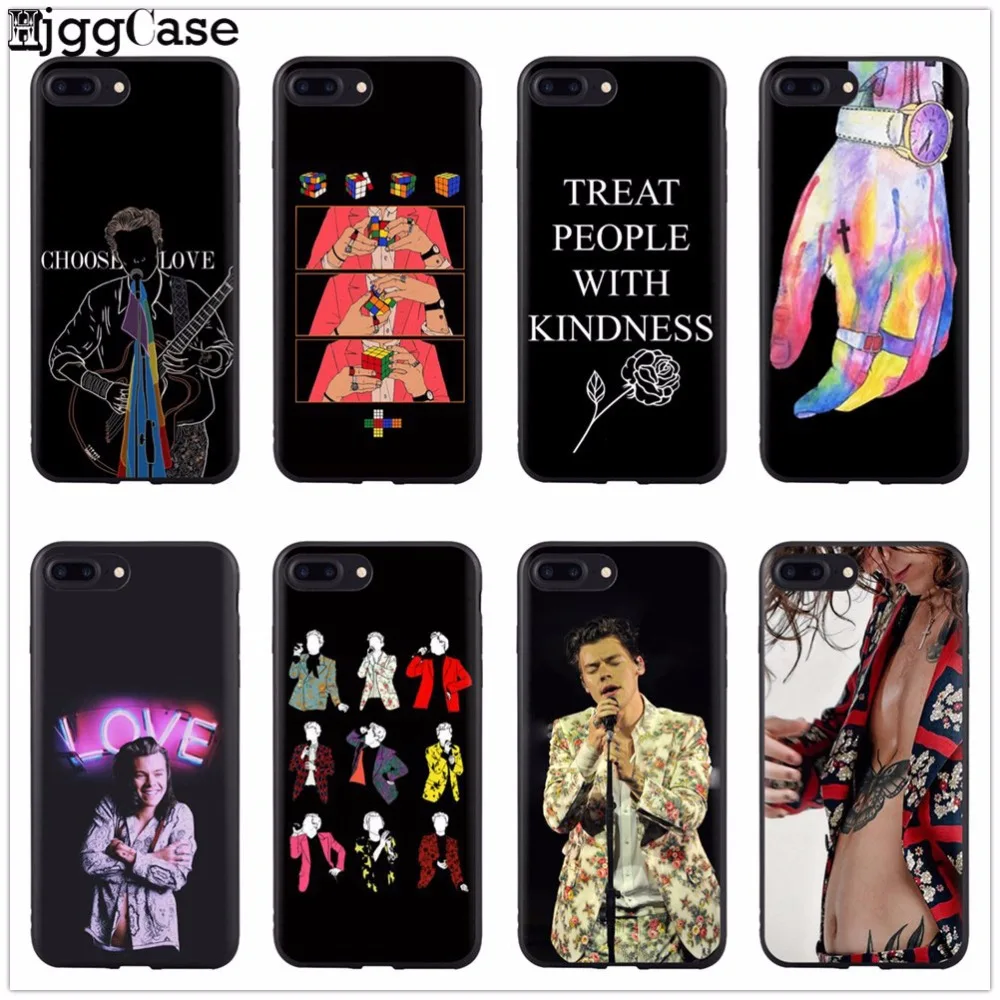 Harry Styles black soft Silicone phone Cover Case For iPhone 6 6S 7 8