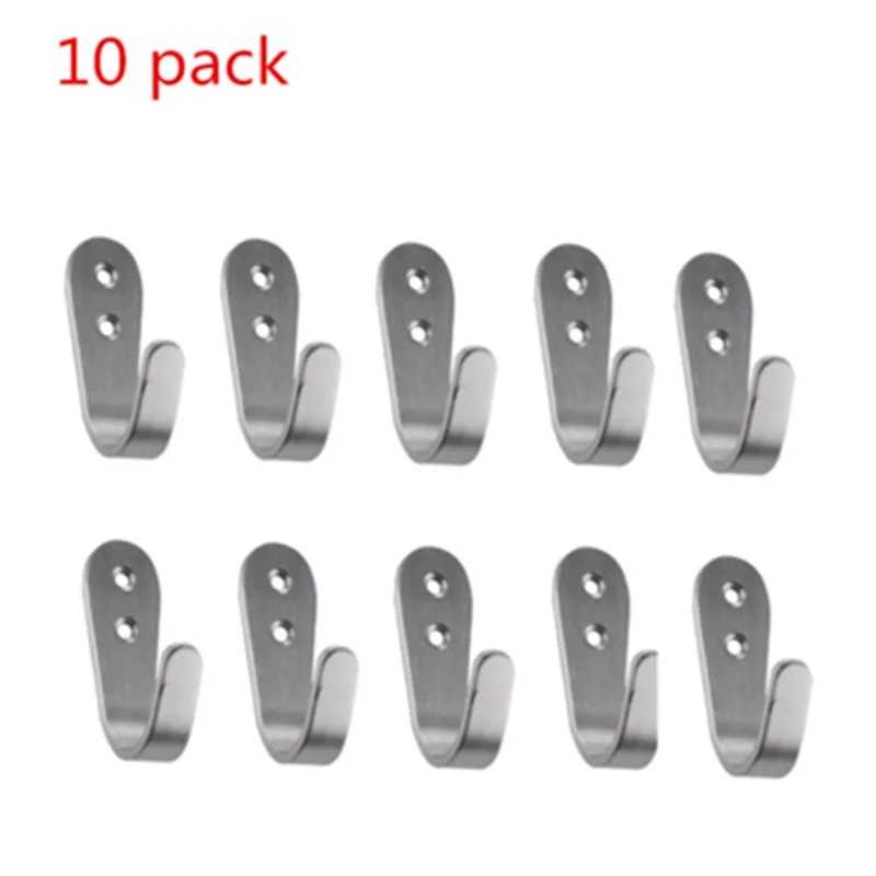 

10 Pcs Wall Mount Stainless Steel Coat Clothes Towel and Hat Hook Heavy Duty