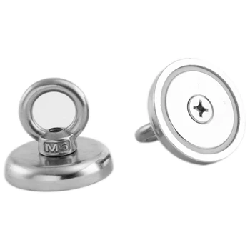 

2Pcs 42mm Strong Magnets Round Magnetic Eyebolt Ring Disc Rare Earth Magnet Neodymium Heavy Power Holder Hook Magnet For Salvage
