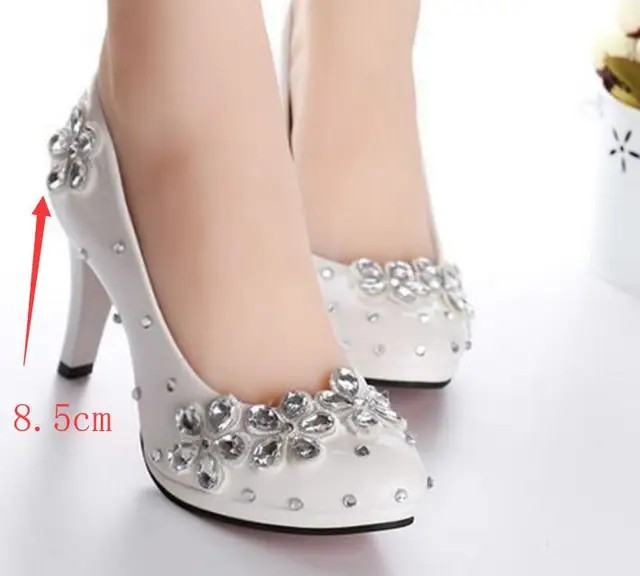white wedding heels with rhinestones
