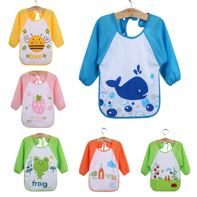 

Kids Baby Waterproof Burp Cloths Cartoon Animal Long Sleeve Bibs Boys Girls Feeding Cloths Children Apron Infantil Baberos Stuff