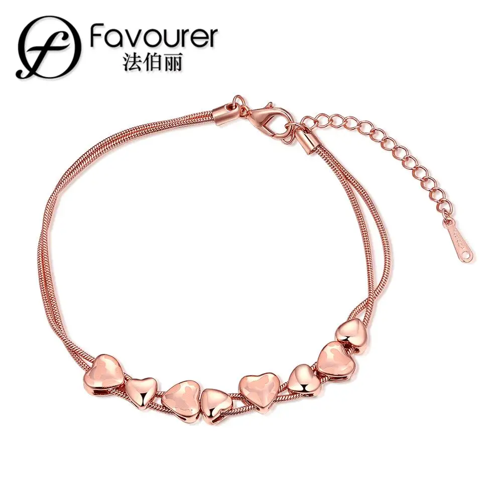 New Rose Gold Color Chain Link Bracelet for Women Ladies Shining AAA