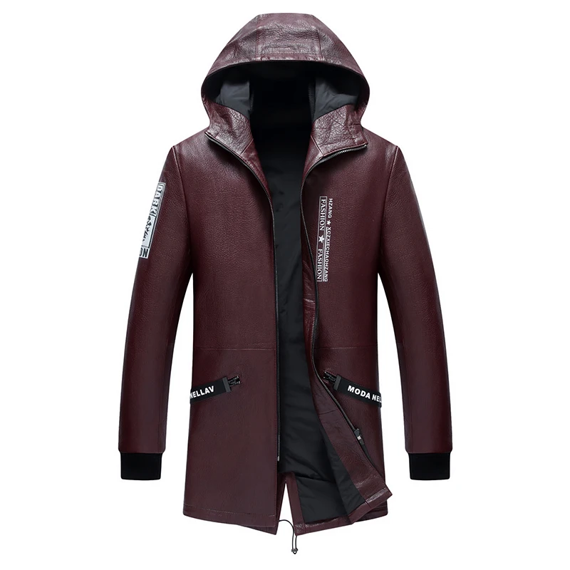 winter coat hooded Men Genuine leather Jackets Genuine Leather Jackets