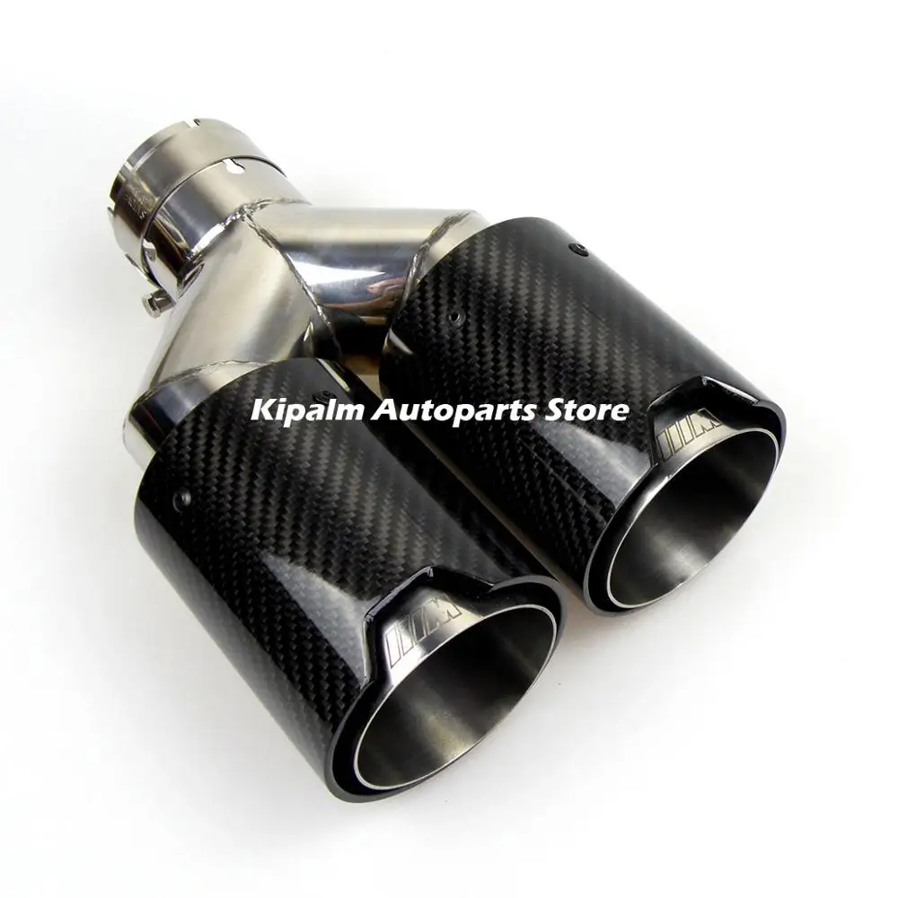 

Dual Carbon Fiber + 304 Stainless Steel Universal M performance Carbon Fiber Exhaust Tips End Pipes Muffler tips for BMW M Logo