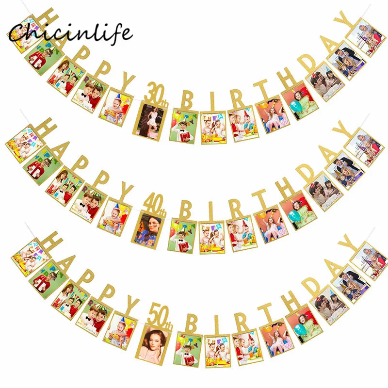 Chicinlife Happy 30 40 50 60 день рождения Бантинг Баннер для вечеринки в честь Дня украшение