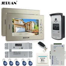 JERUAN two 7“ monitors LCD Video Intercom Video Door Phone Handsfree+access control system+700TVL Camera +Electric Bolt lock