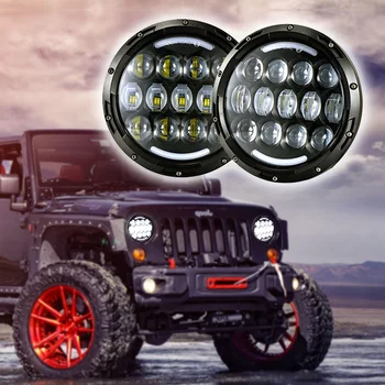

Chrome 105W 7 Inch LED Headlight For Land Rover Defender 90 110 White/amber Turn Signal DRL for Jeep Wrangler Jk Tj Hummer H1 H2