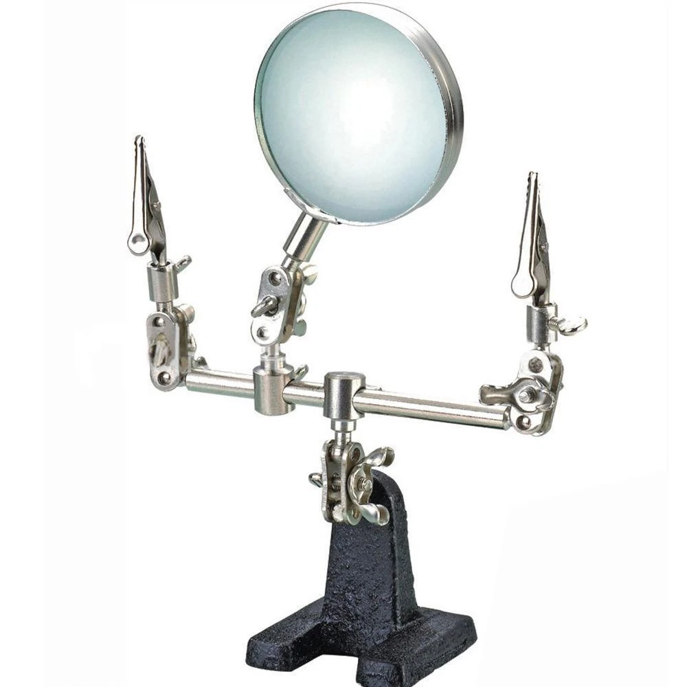 HWYDZ Helping Third Soldering Stand with 5X Magnifying Glass 2 Alligator Clips 360 Degree Rotating Locking Arms Professional Tool HWYDZ Helping Third Soldering Stand with 5X Magnifying Glass 2 Alligator Clips 360 Degree Rotating Locking Arms Professional Tool