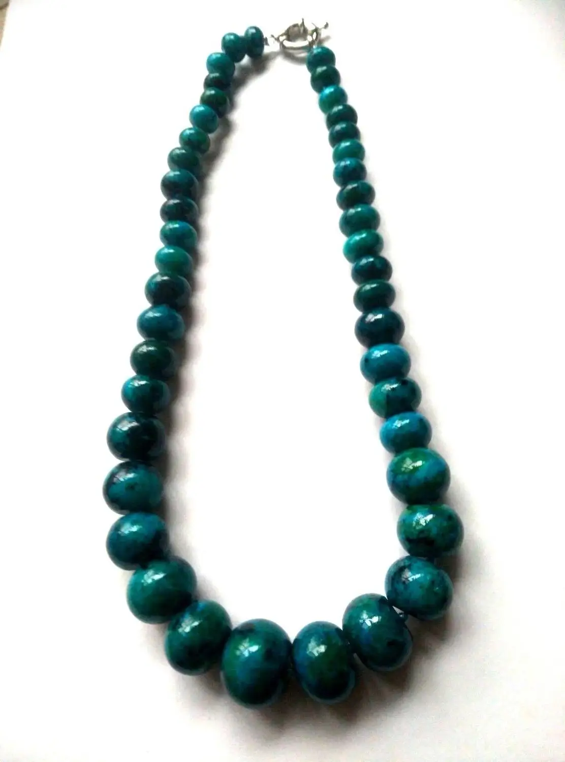 

10-20mm Graduated green rondelle malachite bib everyday necklace 18