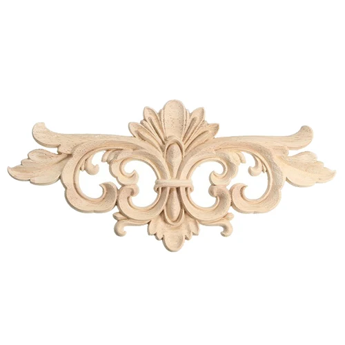 

22*10 cm Wood Carved Corner Onlay Applique Decor Furniture Craft Unpainted