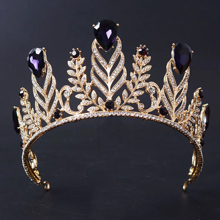 

Europa Retro banhado a ouro Vetiver iris coroa do cabelo do casamento, Verde pedrinhas de noiva Quinceanera Pageant Tiaras