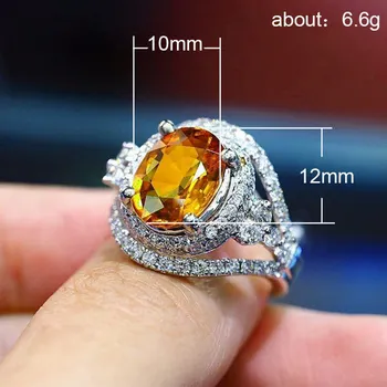 

Silver 925 jewelry Emerald diamond ring Silver 925 ring gold rings Champagne yellow zircon costume jewellery Luxury jewelryB2570