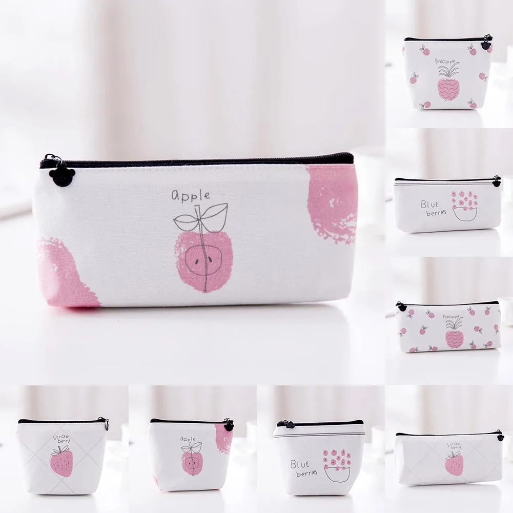 

2018Lovely School Stationery Canvas Pencilcase Pen Box Usable Simple Pencil Case Pencil Bag Kids Gifts