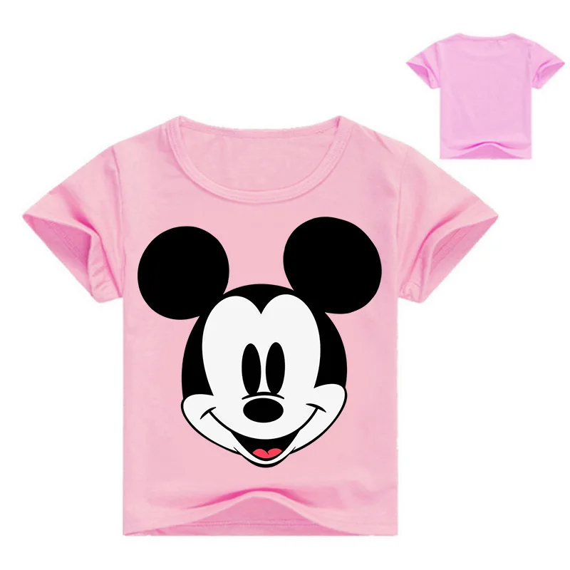 Коллекция года, модная детская футболка с короткими рукавами фиолетовая повседневная одежда для мальчиков с 3D-принтом Микки Мауса розовый синий свитшот для малышей - Цвет: pink 2