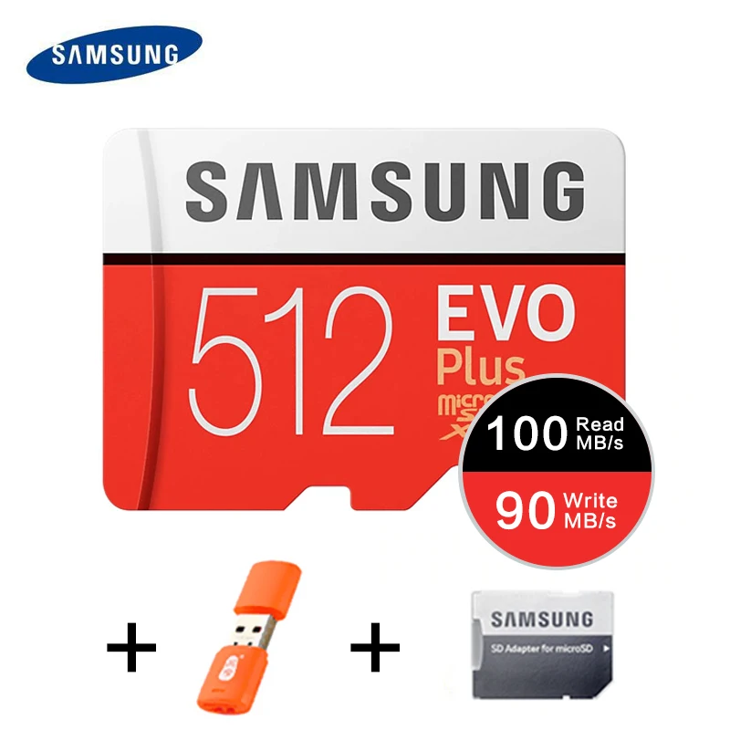 Карта памяти SAMSUNG Micro SD 256 ГБ 32 ГБ 64 Гб 128 ГБ 512 ГБ SDHC SDXC класс EVO+ класс 10 C10 UHS TF SD карты транс флэш Microsd - Емкость: 512GB100MBs and gift