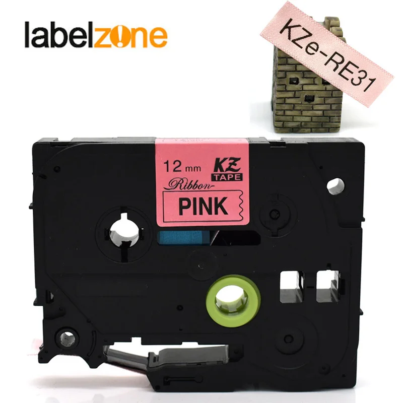 TZE231 возможна печать на ленте Brother p-touch принтеры цветочный узор Tze-231 12 мм для Brother P Touch Tze Labeler атласная лента - Цвет: Satin Black on pink